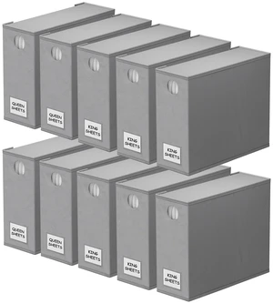 10 Pack Bed Sheet Organizers and Storage, Foldable Sheet Organizer for Linen Closet, Sheets Set Folder Keeper with Window XL (Queen & King Size) Organizing Bedding Container, Gray 10 Pack Bed Sheet Organizers and Storage, Foldable Sheet Organizer for Linen Closet, Sheets Set Folder Keeper with Window XL (Queen & King Size) Organizing Bedding Container, Gray