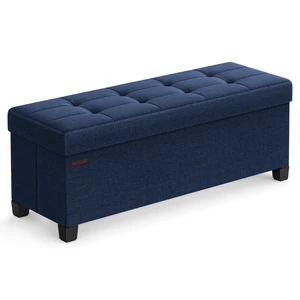 Storage Ottoman Bench, Foldable Foot Rest with Legs | End of Bed Bench, Storage Chest, 43.3 x 15 x 15.8 Inches, Load up to 660 lb, Midnight Blue, MELISA Collection ULSF018I01 Storage Ottoman Bench, Foldable Foot Rest with Legs | End of Bed Bench, Storage Chest, 43.3 x 15 x 15.8 Inches, Load up to 660 lb, Midnight Blue, MELISA Collection ULSF018I01