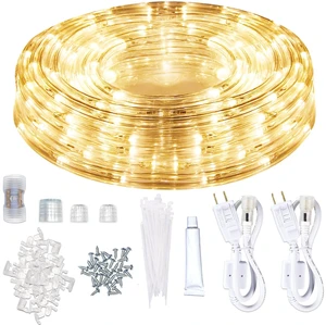 LED Rope Lights Outdoor Warm White, Waterproof 50FT Cuttable 3000K Lighting Indoor 110V Connectable Flexible Electric Lights for Christmas Trees Bedroom Outside Patio Decor, Not Flat Strip LED Rope Lights Outdoor Warm White, Waterproof 50FT Cuttable 3000K Lighting Indoor 110V Connectable Flexible Electric Lights for Christmas Trees Bedroom Outside Patio Decor, Not Flat Strip