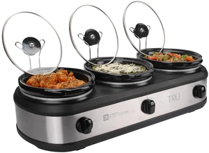 Triple Buffet Server & Food Warmer, Three 2.5-Qt Removable Inserts | Three-Compartment Food Warmer for Parties & Buffets, Individual Heat Controls, Lid Rests & Serving Spoons Included Triple Buffet Server & Food Warmer, Three 2.5-Qt Removable Inserts | Three-Compartment Food Warmer for Parties & Buffets, Individual Heat Controls, Lid Rests & Serving Spoons Included