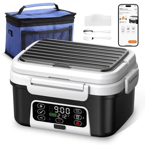 APP Control Cordless Electric Heated Lunch Box, 1.5L - 6.3 Cups 100W Rechargeable Smart Self-Heating Food Warmer with Removable Divider, Spoon, Fork, BPA Free, Portable Lunchbox for Car Travel Office APP Control Cordless Electric Heated Lunch Box, 1.5L - 6.3 Cups 100W Rechargeable Smart Self-Heating Food Warmer with Removable Divider, Spoon, Fork, BPA Free, Portable Lunchbox for Car Travel Office