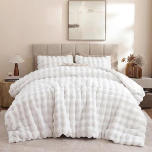 Queen Faux Fur Soft Comforter Set, Fluffy White Rabbit Fur Comforter | Warm Thick Queen Size Bedding Set,Super Fluffy Luxury White Comforter for Winter, Easy Care (1 Comforter, 2 Pillowcases) Queen Faux Fur Soft Comforter Set, Fluffy White Rabbit Fur Comforter | Warm Thick Queen Size Bedding Set,Super Fluffy Luxury White Comforter for Winter, Easy Care (1 Comforter, 2 Pillowcases)