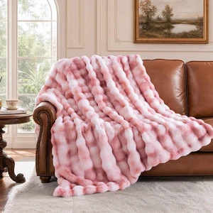 Cozy Bubble Faux Fur King Blanket for Bed, 90x108 Tie-Dye Pink | Luxury Plush Fluffy Thick Blanket, Warm Soft Fuzzy Throw for Sofa Chair Bedroom and Living Room Cozy Bubble Faux Fur King Blanket for Bed, 90x108 Tie-Dye Pink | Luxury Plush Fluffy Thick Blanket, Warm Soft Fuzzy Throw for Sofa Chair Bedroom and Living Room