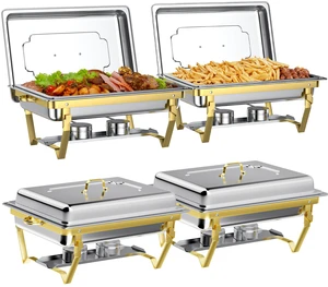 Chafing Dishes for Buffet Set: Chafers for Catering with Lids | 4 Pack Food Warmers Sets Makes Setup Easy for Weddings, Parties, Catering Events, and Buffet Serving Chafing Dishes for Buffet Set: Chafers for Catering with Lids | 4 Pack Food Warmers Sets Makes Setup Easy for Weddings, Parties, Catering Events, and Buffet Serving