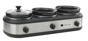 Triple Slow Cooker, Buffet Server 2.5qt x 3 Pot, Food Warmer Stainless Triple Slow Cooker, Buffet Server 2.5qt x 3 Pot, Food Warmer Stainless