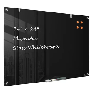 White Board for Wall - 36" x 24" Black Glass Board 3 X 2 FT | Wall Mounted Magnetic Whiteboard, Frameless Large Dry Erase Board for Office, Home & School Supplies White Board for Wall - 36" x 24" Black Glass Board 3 X 2 FT | Wall Mounted Magnetic Whiteboard, Frameless Large Dry Erase Board for Office, Home & School Supplies