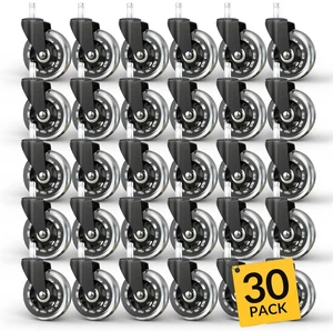Office Chair Wheels Universal Fit Roller Blade Casters 30 Pack | Safe for Hardwood Carpet Floors 3 Inch - Heavy Duty Rubber Replacement for Gaming Chairs - Smooth, Silent Easy Installation Office Chair Wheels Universal Fit Roller Blade Casters 30 Pack | Safe for Hardwood Carpet Floors 3 Inch - Heavy Duty Rubber Replacement for Gaming Chairs - Smooth, Silent Easy Installation