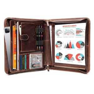 Leather Portfolio Binder, Professional Organizer Padfolio Resume Folder, Business Card & Document Holder, Portfolios for Men & Women, Office & Business Supplies (Large - Brown) Leather Portfolio Binder, Professional Organizer Padfolio Resume Folder, Business Card & Document Holder, Portfolios for Men & Women, Office & Business Supplies (Large - Brown)