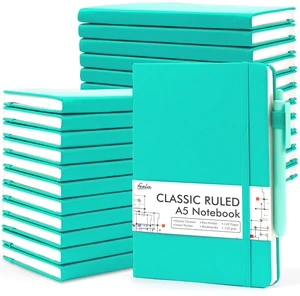 24 Pack Journal Notebook Bulk for Work, Business Notebook Hardcover Lined Writing Journal with Pen Holder for Men Women Note Taking, with 24 Black Pens, 120 GSM, 5.1x8.3, A5, Aqua 24 Pack Journal Notebook Bulk for Work, Business Notebook Hardcover Lined Writing Journal with Pen Holder for Men Women Note Taking, with 24 Black Pens, 120 GSM, 5.1x8.3, A5, Aqua