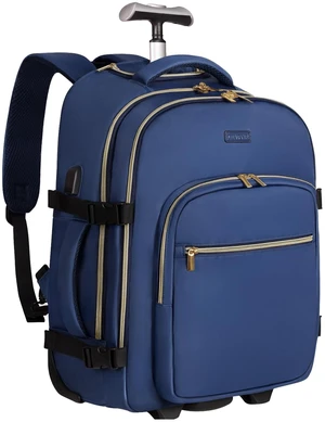 Rolling Backpack for Women, Travel Backpack with Wheels, Dark Blue | 17 Inch Wheeled Roller Laptop Bag for Adults, Carry On Underseat Luggage for College Business Work Overnight Travel Rolling Backpack for Women, Travel Backpack with Wheels, Dark Blue | 17 Inch Wheeled Roller Laptop Bag for Adults, Carry On Underseat Luggage for College Business Work Overnight Travel