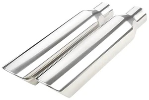 2 Pcs 2.5" Inlet Exhaust Tips,2.5" Inlet x 4" Outlet x 17" Overall Length, Weld On, Polished, Universal Stainless Steel Diesel Exhaust Tailpipe 2 Pcs 2.5" Inlet Exhaust Tips,2.5" Inlet x 4" Outlet x 17" Overall Length, Weld On, Polished, Universal Stainless Steel Diesel Exhaust Tailpipe