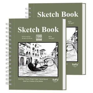 Small Sketch Book 5.5"x8.5", 2-Pack Mini Sketchbook, Spiral Bound Sketchbook Hardcover with 200 Sheets of 68lb/100gsm Mini Drawing Pad Paper, Small Sketch Pads for Drawing for Adults & Kids. Small Sketch Book 5.5"x8.5", 2-Pack Mini Sketchbook, Spiral Bound Sketchbook Hardcover with 200 Sheets of 68lb/100gsm Mini Drawing Pad Paper, Small Sketch Pads for Drawing for Adults & Kids.