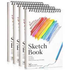 4 Pack Small Sketch Books for Kids, 5.5 × 8.5 in Spiral Bound, 100gsm Paper | Acid-Free 68lb Paper, Spiral Design, for Pencils Charcoal & Crayons, Ideal for Travel Sketching& Back To School Gifts 4 Pack Small Sketch Books for Kids, 5.5 × 8.5 in Spiral Bound, 100gsm Paper | Acid-Free 68lb Paper, Spiral Design, for Pencils Charcoal & Crayons, Ideal for Travel Sketching& Back To School Gifts