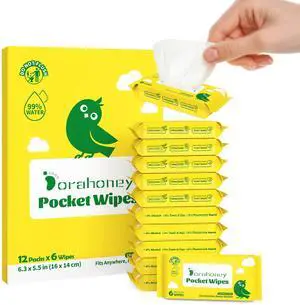 Unscented Travel Wet Wipes, 99% Purified Water Mini Wipes for Sensitive Skin, Hypoallergenic & Plastic-Free Pocket Wipes, 72 Count (12 Packs of 6) Unscented Travel Wet Wipes, 99% Purified Water Mini Wipes for Sensitive Skin, Hypoallergenic & Plastic-Free Pocket Wipes, 72 Count (12 Packs of 6)