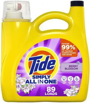 Simply All-In-One Liquid Laundry Detergent, Berry Blossom Scent, 89 Loads, 112 fl oz Simply All-In-One Liquid Laundry Detergent, Berry Blossom Scent, 89 Loads, 112 fl oz