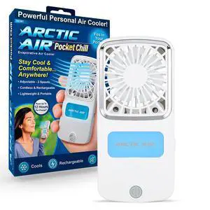 Portable Fan, Pocket Chill Handheld Mini Fan, Rechargeable Personal Air Cooler with Hydro-Chill Technology, 3 Speeds & Built-in-Kickstand, Cordless for Travel, Indoor or Outdoor Use Portable Fan, Pocket Chill Handheld Mini Fan, Rechargeable Personal Air Cooler with Hydro-Chill Technology, 3 Speeds & Built-in-Kickstand, Cordless for Travel, Indoor or Outdoor Use
