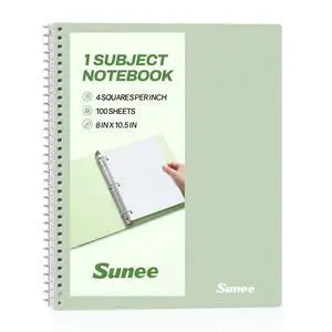 Spiral Notebook, 1-Subject, Graph Ruled Paper, 8" x 10-1/2", 100 Sheets per Notebook, 3-Hole Punched Paper, Water Resistant Cover, Spiral Grid Notebooks for Work, Home, School, Writing, Green Spiral Notebook, 1-Subject, Graph Ruled Paper, 8" x 10-1/2", 100 Sheets per Notebook, 3-Hole Punched Paper, Water Resistant Cover, Spiral Grid Notebooks for Work, Home, School, Writing, Green