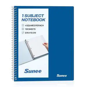 Spiral Notebook, 1-Subject, Graph Ruled Paper, 8" x 10-1/2", 100 Sheets per Notebook, 3-Hole Punched Paper, Water Resistant Cover, Spiral Grid Notebooks for Work, Home, School, Dark Blue Spiral Notebook, 1-Subject, Graph Ruled Paper, 8" x 10-1/2", 100 Sheets per Notebook, 3-Hole Punched Paper, Water Resistant Cover, Spiral Grid Notebooks for Work, Home, School, Dark Blue