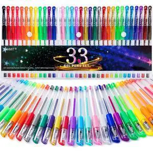 Gel Pens, 33 Color Gel Ink Pen Fine Point Colored Pen Set with 40% More Ink | Coloring Art Supplier for Adult Coloring Books, Drawing, Doodling, Scrapbooks Journaling Gel Pens, 33 Color Gel Ink Pen Fine Point Colored Pen Set with 40% More Ink | Coloring Art Supplier for Adult Coloring Books, Drawing, Doodling, Scrapbooks Journaling