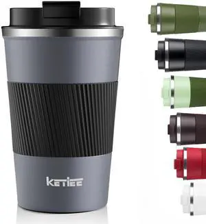 Travel Coffee Mug Spill Proof 12oz, Insulated Reusable Coffee Cups with Seal Lid, Vacuum Stainless Steel Travel Mug to Go Car Tumbler for Hot/Iced Drinks (Grey) Travel Coffee Mug Spill Proof 12oz, Insulated Reusable Coffee Cups with Seal Lid, Vacuum Stainless Steel Travel Mug to Go Car Tumbler for Hot/Iced Drinks (Grey)