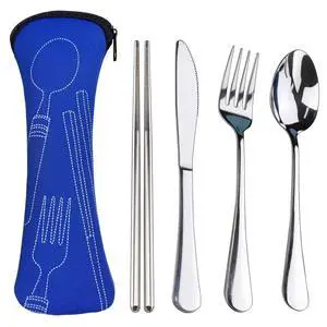 Portable Silverware Set with Case, Travel Camping Utensils Set, Premium Stainless Steel Travel Cutlery Set Portable Silverware Set with Case, Travel Camping Utensils Set, Premium Stainless Steel Travel Cutlery Set