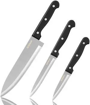 Kitchen Knife, 3-Pcs Knife Set, 8 Inch Chef Knife, 5 Inch Utility Knife | 3.5 Inch Paring Knife, Ultra Sharp Chef's Knives in High Carbon Stainless Steel, Ideal for Cooking, Chopping, Slicing and BBQ Kitchen Knife, 3-Pcs Knife Set, 8 Inch Chef Knife, 5 Inch Utility Knife | 3.5 Inch Paring Knife, Ultra Sharp Chef's Knives in High Carbon Stainless Steel, Ideal for Cooking, Chopping, Slicing and BBQ