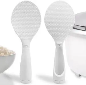 2 Pcs Non-stick Standing Rice Serving Spoon - Non Stick Stand-up Rice Scooper - Heat Resistant Cooker Scoop Paddle (White) 2 Pcs Non-stick Standing Rice Serving Spoon - Non Stick Stand-up Rice Scooper - Heat Resistant Cooker Scoop Paddle (White)