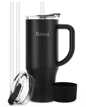 Insulated Mug 100% Leak Proof Insulated Water Bottle for Iced Coffee & Hot Drinks - Fits Car Cup Holder, Ideal Gift, 2 Straws & Silicone Boot - SnapShift Black 32 oz Insulated Mug 100% Leak Proof Insulated Water Bottle for Iced Coffee & Hot Drinks - Fits Car Cup Holder, Ideal Gift, 2 Straws & Silicone Boot - SnapShift Black 32 oz