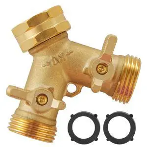 Garden Hose Splitter 2 Way Heavy Duty, Outdoor Faucet Splitter | Solid Brass Spigot Splitter Hose Y Splitter with Shutoff Valve Garden Hose Splitter 2 Way Heavy Duty, Outdoor Faucet Splitter | Solid Brass Spigot Splitter Hose Y Splitter with Shutoff Valve