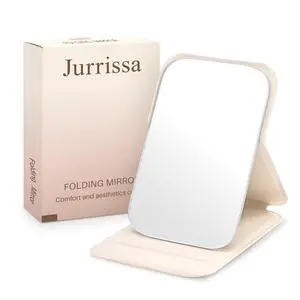 Compact Folding Mirror, 3.9" Small Portable Makeup Mirror for Pocket Purse, Mini Travel Size Foldable Mirrors with Stand for Tabletop, Handheld Mirrors (Beige) Compact Folding Mirror, 3.9" Small Portable Makeup Mirror for Pocket Purse, Mini Travel Size Foldable Mirrors with Stand for Tabletop, Handheld Mirrors (Beige)