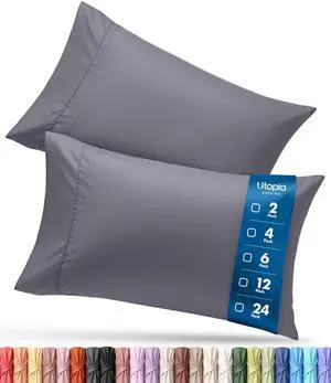 Pillow Cases Queen Size Set of 2, Ultra Soft Comfy Pillow Covers, Grey | Comfortable Pillow Sham like Pillowcases with Envelope Closure, Breathable Fabric, Fade & Shrink Resistant, Machine Washable Pillow Cases Queen Size Set of 2, Ultra Soft Comfy Pillow Covers, Grey | Comfortable Pillow Sham like Pillowcases with Envelope Closure, Breathable Fabric, Fade & Shrink Resistant, Machine Washable