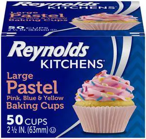 Large Pastel Baking Cups and Cupcake Liners, 50ct | Pink, Blue, Yellow, 2.5 Inches, Fits Standard-Size Muffins Pans, Oven Safe To 450F, 2.5 x 2.5 x 2 in Large Pastel Baking Cups and Cupcake Liners, 50ct | Pink, Blue, Yellow, 2.5 Inches, Fits Standard-Size Muffins Pans, Oven Safe To 450F, 2.5 x 2.5 x 2 in