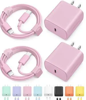 iPhone 17 16 15 Charger Fast Charging Type C Chargers USB C Charger Block | for iPhones, iPads,Tablets, Android phones,20W iPhone Charger USB-C Power Adapter,with Long 6FT USB C Charging Cables(Pink) iPhone 17 16 15 Charger Fast Charging Type C Chargers USB C Charger Block | for iPhones, iPads,Tablets, Android phones,20W iPhone Charger USB-C Power Adapter,with Long 6FT USB C Charging Cables(Pink)