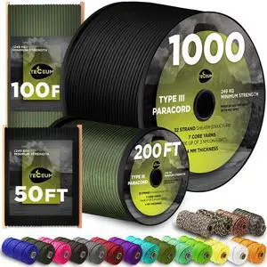 Paracord Rope Type III 550 Tactical MIL-SPEC Outdoor para Cord | Black, 100 ft, Clothesline, Camping Fishing Gear and Equipment, DIY, Parachute Cord 4mm, Strong Survival Utility Rope Paracord Rope Type III 550 Tactical MIL-SPEC Outdoor para Cord | Black, 100 ft, Clothesline, Camping Fishing Gear and Equipment, DIY, Parachute Cord 4mm, Strong Survival Utility Rope