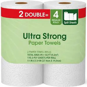 Ultra Strong Paper Towels, White, 2 Double Rolls, High Absorbency Disposable Kitchen Paper Towels for Cleaning, Spills, Household and Multi-Purpose Use Ultra Strong Paper Towels, White, 2 Double Rolls, High Absorbency Disposable Kitchen Paper Towels for Cleaning, Spills, Household and Multi-Purpose Use