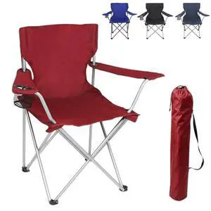 Camping Chair with Cup Holder, Foldable Outdoor Lawn Chairs for Adults, Lightweight Portable Camp Chair with Carry Bag, Red Folding Outside Chair Camping Chair with Cup Holder, Foldable Outdoor Lawn Chairs for Adults, Lightweight Portable Camp Chair with Carry Bag, Red Folding Outside Chair