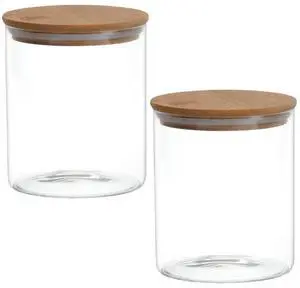2PCS 200ML/6.7oz Glass Storage Jars Glass Storage Containers Food Canister with Bamboo Lid For Serving Tea Sugar Candy Cookie Household Container 2PCS 200ML/6.7oz Glass Storage Jars Glass Storage Containers Food Canister with Bamboo Lid For Serving Tea Sugar Candy Cookie Household Container