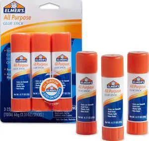 All Purpose Glue Sticks, Washable & Non-Toxic, Dries Clear, 22 Grams, 3 Count - Classroom, Home, Office Supplies, Scrapbooking, Poster Board, Craft Projects, #1 Teacher Brand All Purpose Glue Sticks, Washable & Non-Toxic, Dries Clear, 22 Grams, 3 Count - Classroom, Home, Office Supplies, Scrapbooking, Poster Board, Craft Projects, #1 Teacher Brand