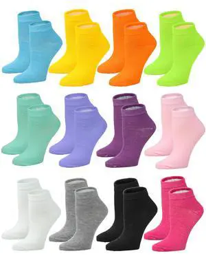 12-Pair Women's Ankle Socks, Colorful Comfortable Lightweight Breathable Athletic 6004 Assorted 12-Pair Women's Ankle Socks, Colorful Comfortable Lightweight Breathable Athletic 6004 Assorted