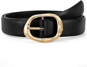 Women Leather Belt for Jeans Pants Ladies Casual Waist Belt Fashion Women Belt with Gold Buckle Women Leather Belt for Jeans Pants Ladies Casual Waist Belt Fashion Women Belt with Gold Buckle