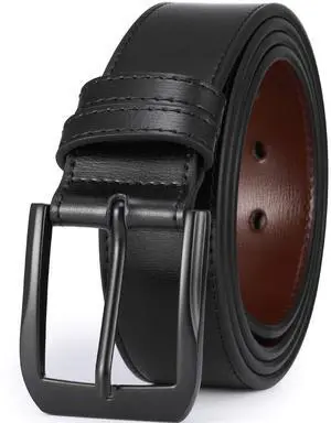 Mens Casual Leather Jeans Belts 1 1/2 Wide 4MM Thick Alloy Prong Buckle Work Dress Belt for MenBlack Belt with Black Buckle28-30 Mens Casual Leather Jeans Belts 1 1/2 Wide 4MM Thick Alloy Prong Buckle Work Dress Belt for MenBlack Belt with Black Buckle28-30