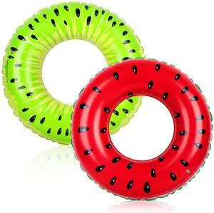 2 Pack Pool Floats Kids, Swim Rings, Fruit Watermelon Kiwi Shaped | Small Pool Tubes for Kids, Beach Lake Float Toys, Swimming Party Supplies, Summer Party Decorations 2 Pack Pool Floats Kids, Swim Rings, Fruit Watermelon Kiwi Shaped | Small Pool Tubes for Kids, Beach Lake Float Toys, Swimming Party Supplies, Summer Party Decorations