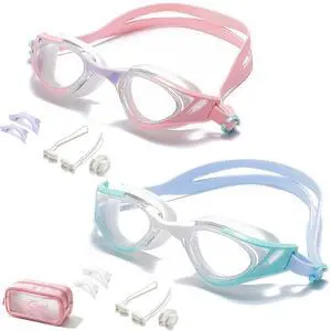 2PCS Swim Goggles, Super Clear View,Goggles Swimming Adult, Suitable for All Kinds of Swimming Programs(Blue+Pink) 2PCS Swim Goggles, Super Clear View,Goggles Swimming Adult, Suitable for All Kinds of Swimming Programs(Blue+Pink)