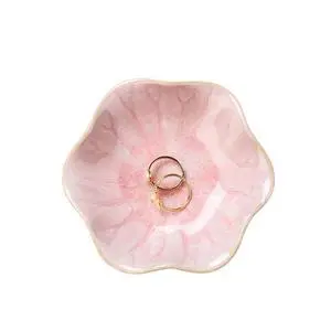 Lotus Leaf Shape Decorative Ring Tray, Small Key Bowl, Ceramic Trinket Tray Jewelry Dish Organizing Necklace Earrings, Home Decoration for Mom Best Friend Sister, Pink. Lotus Leaf Shape Decorative Ring Tray, Small Key Bowl, Ceramic Trinket Tray Jewelry Dish Organizing Necklace Earrings, Home Decoration for Mom Best Friend Sister, Pink.