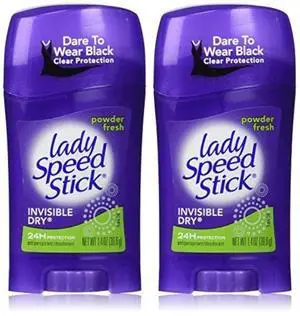 Invisible Dry, Powder Fresh Antiperspirant Deodorant, Net Wt. 1.4 Oz. (2 Pack Value Bundle) by Lady Speed Stick Invisible Dry, Powder Fresh Antiperspirant Deodorant, Net Wt. 1.4 Oz. (2 Pack Value Bundle) by Lady Speed Stick