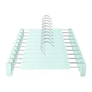 Clothes Pants Hangers, Space-Saving Skirt Holders with 360 ° Swivel Hooks, Adjustable Clips, Trouser Hangers, Clothes Coat Garment Jeans Hangers (10 Pack, Green) Clothes Pants Hangers, Space-Saving Skirt Holders with 360 ° Swivel Hooks, Adjustable Clips, Trouser Hangers, Clothes Coat Garment Jeans Hangers (10 Pack, Green)