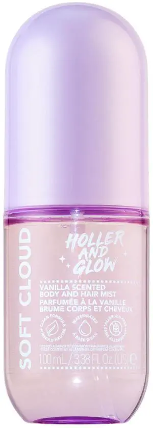 Soft Cloud Vanilla Scented Body And Hair Mist, 3.38 Fl Oz | Spritz a sweet blend of warm vanilla, coconut, amber. Gentle water-based formula keeps skin and strands shiny, not sticky. Soft Cloud Vanilla Scented Body And Hair Mist, 3.38 Fl Oz | Spritz a sweet blend of warm vanilla, coconut, amber. Gentle water-based formula keeps skin and strands shiny, not sticky.
