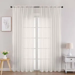 Ivory Sheer Curtains 84 Inches Long for Living Room, 2 Panels | Light Filtering, Voile Drapes, Rod Pocket, Window Treatment, Solid Color, Sheer Curtain Panels, Bedroom, Each 42"Wx84"L Ivory Sheer Curtains 84 Inches Long for Living Room, 2 Panels | Light Filtering, Voile Drapes, Rod Pocket, Window Treatment, Solid Color, Sheer Curtain Panels, Bedroom, Each 42"Wx84"L