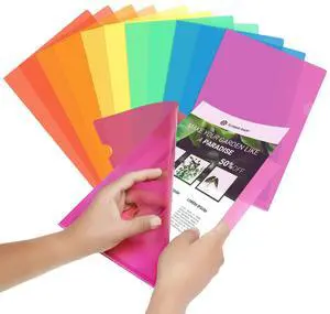 12 Pcs Plastic Folders, 8.5x11 inch, 6 Assorted Colors | Acid-Free, Poly Transparent Project Sleeves, Ideal for Office, School and Home 12 Pcs Plastic Folders, 8.5x11 inch, 6 Assorted Colors | Acid-Free, Poly Transparent Project Sleeves, Ideal for Office, School and Home