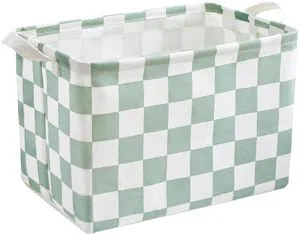 Sage Green Checkered Canvas Basket, Rectangular Organizing Decorative Storage Basket for Kids, Dog Toy, Cute Aesthetic Checkered Room Decor for Home, Kitchen, Bedroom, Classroom, Shelves Sage Green Checkered Canvas Basket, Rectangular Organizing Decorative Storage Basket for Kids, Dog Toy, Cute Aesthetic Checkered Room Decor for Home, Kitchen, Bedroom, Classroom, Shelves